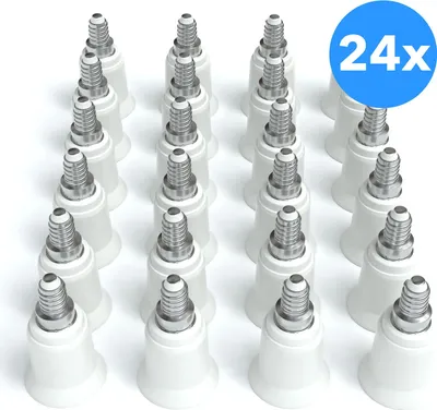 Produktbild von EAZY CASE 24x Lampensockel Adapter (E14->E27) - Konverter E14 Fassung auf E27 Lampenadapter, für LED-/Halogen- und Energiesparlampen Sockeladapter, Weiß