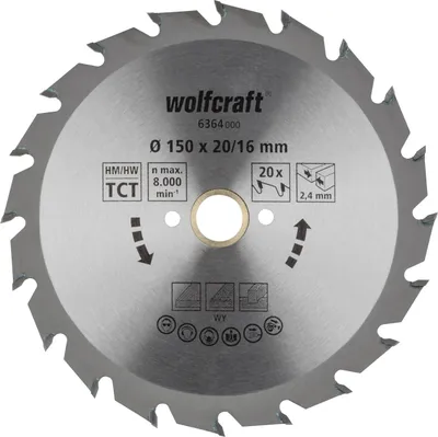 Produktbild von Wolfcraft Kreissägeblatt Ø 150 mm Bohrung Ø 20 mm 20 Zähne
