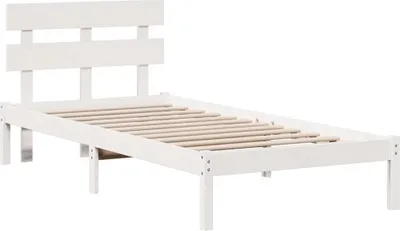 Zdjęcie produktu dla Łóżko Drewniane 100x200 Białe Rama Łóżka ze Stelażem z Zagłówkiem