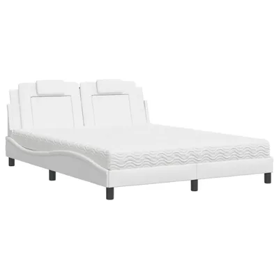 Produktbild von Bett "Viana" mit Matratze Weiß 160x200 cm Kunstleder
