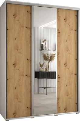 Produktbild von MEBLE KRYSPOL Davos 3 Schrank, drei Türen - 235,2x200x45 cm - Weiß Artisan Silber