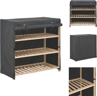 Imagen del producto de vidaXL Armario para zapatos con tapa, color gris, 79 x 40 x 80 cm, tela - Estanterías y armarios para zapatos