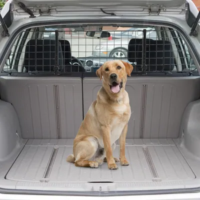 Produktbild von Sweiko Hundegitter Auto Universal  Autoschutzgitter für Hunde mit Stufenlos Verstellbare Breite, Trenngitter für Kofferraum Hunde Autogitter Hundeschutzgitter Schutzgitter 91-152 x 30 cm