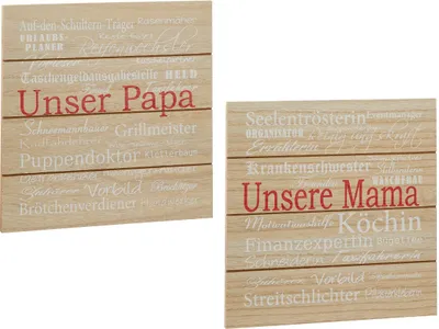 Produktbild von 1 x MAMA & 1 x PAPA Holzbild 24 x 24 cm Wandbild mit Spruch