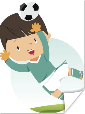 Produktbild von MuchoWow® Poster Illustration eines Fußball spielenden Kindes - Kinder - Baby - Jungen - Mädchen 90x120 cm - Wohnzimmer