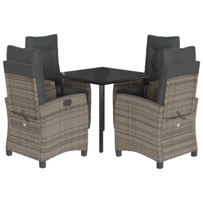 Image de vidaXL Ensemble de jardin 5 pièces avec coussins Gris Poly rotin