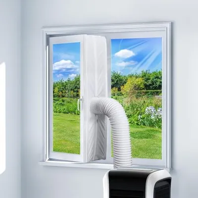 Produktbild von 500 cm Klimaanlage Fensterabdichtung für mobile Klimaanlage, Abluftschlauch Abdichtung ohne Bohren, für Kippfenster, Dachfenster, Flügelfenster und Ablufttrockner