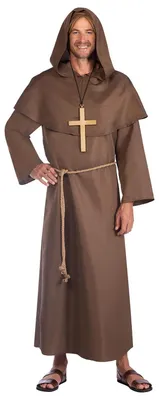 Mönchskutte braun mit Kordel und Kreuzkette, Unisex, Kostüm