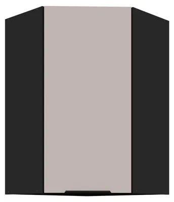 Produktbild von Küchen Eckhängeschrank 60x60 cm Küche ARONA Kaschmir beige matt + Schwarz matt Küchenzeile Küchenblock Einbauküche Höhe 90 cm
