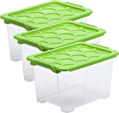 Immagine prodotto di Coperchi in plastica, set da 3 pezzi, senza BPA, trasparenti/verdi, 15 l