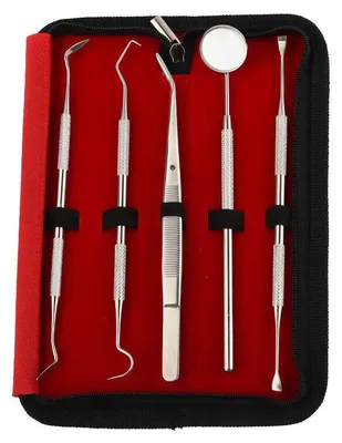 Obrázek produktu pro 5dílná dentální sada na odstranění zubního kamene, čištění zubů, zubní sonda, ústní zrcátko, péče o zuby