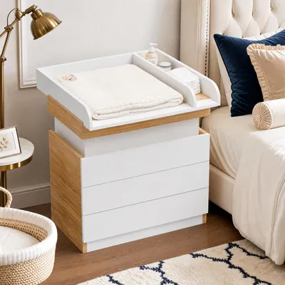 Produktbild von Wickeltischaufsatz mit Teilung für Kommode, Holz Wickelbrett für Baby,für Wickelunterlage 80x74cm,Wickelaufsatz für Kommode,ohne Wickelauflage