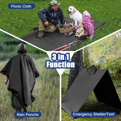 Productafbeelding van Regenponcho - Lichtgewicht - Herbruikbaar - 3-in-1 - Volwassenen - Voor wandelen