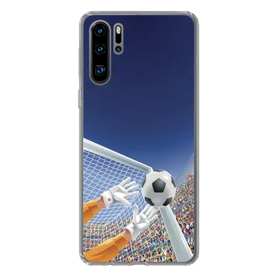 Produktbild von MuchoWow® Handyhülle Schutzhülle Hülle für Huawei P30 Pro Eine Illustration eines Torwarts, der den Fußball stoppt - Junge - Mädchen - Kind Silikon Softcase Handy Hülle - Schutzdeckel