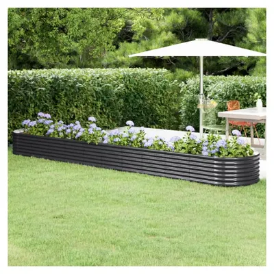 Produktbild von Hochbeet aus pulverbeschichtetem Stahl 440x80x36 cm für Garten und Balkon in Anthrazit