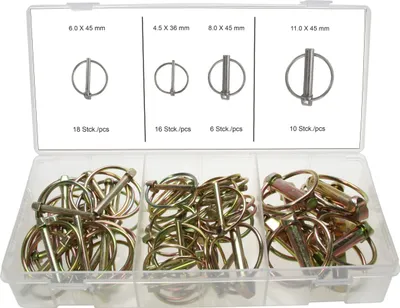 Produktbild von Klappsplinte-Sortiment Bolzensicherung Klappstecker 4,5 - 6 - 8 - 11 mm 50-tlg.