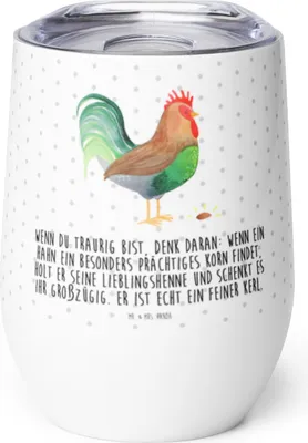 Produktbild von Mr. & Mrs. Panda thermosbecher Hahn Korn - Weiß - Geschenk, Thermo Becher, Thermobecher, Bauernhof, Eier, kaffee tasse, Henne, edelstahl isolierbecher, Natur