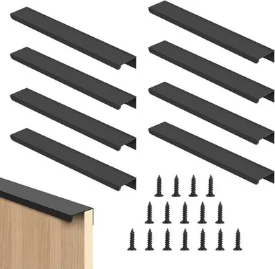 Produktbild von Famanu Möbelgriffe 200 mm - Verborgene Schrankgriffe - Schwarz - 8 Stück