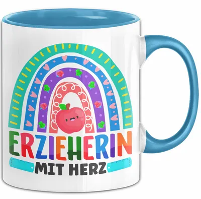Produktbild von Erzieherin Mit Herz Tasse Lustiges Geschenk Für Erzieherin Kindergarten Frau (Blau)