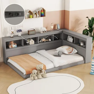 Produktbild von Praktisches Schlafsofa aus Spanplatte mit USB und Steckdose, ideal für modernes Wohnen. Inkl. Lattenrost, Grau, 90 x 200 cm