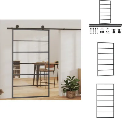 Obrázek produktu pro vidaXL Posuvné dveře s kováním ESG sklo a hliník 102x205 cm - Dveře