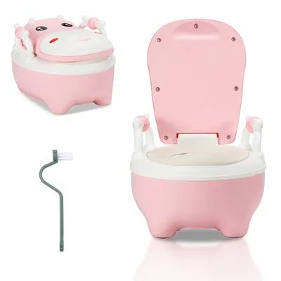Image de Yakimz Pot Enfant Pot Bébé WC, Siège de toilette Enfant Réducteur de Toilettes avec poignées et antidérapant, pour enfants à partir de 1 an Rose