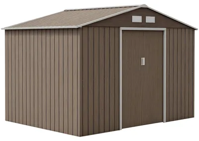 Produktbild von Outsunny Gerätehaus 4,9 m², Gartenhaus mit Satteldach, Schiebetür, Fundament