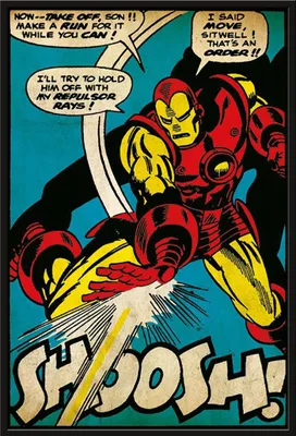 Produktbild von Iron Man - Poster - Shoosh Retro + Wechselrahmen, Shinsuke® Maxi Kunststoff schwarz, Acryl-Scheibe