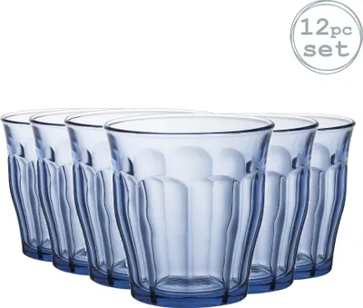 Produktbild von Duralex Picardie Trinkgläser - 310ml Tumblers für Wasser, Saft - Blau - Packung mit 12