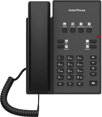 Image de Fanvil H1-2, téléphone IP, noir, bureau/mur, 2 lignes, G.711a, G.722, G.723.1, G.726, G.729ab, SIP v1 (RFC2543), v2 (RFC3261) over, RTP/RTCP/SRTP