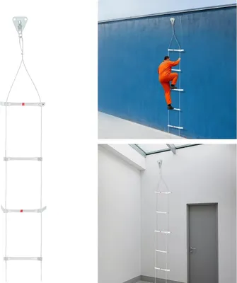 Obrázek produktu pro Nouzové únikové schodiště, nosnost 200 kg, délka 15 m, vzdálenost mezi pedály 40 cm, hrubá hmotnost 7,75 kg, nutná montáž Ano