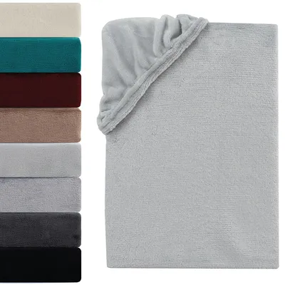 Produktbild von Winter Spannbettlaken Teddy Plüsch 180-200x200 cm Warme Cashmere Touch Spannbetttuch Bettlaken, Silber