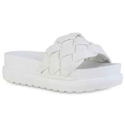 Produktbild von VAN HILL Damen Pantoletten Sandaletten Plateau Profil-Sohle Schuhe 838681, Farbe: Weiß, Größe: 37