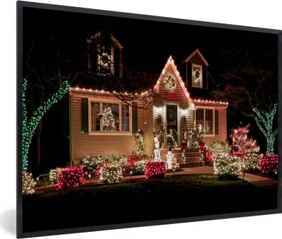Produktbild von MuchoWow® MuchoWow® Gerahmtes Poster Weihnachten - Weihnachtsschmuck - Weihnachtsbeleuchtung 90x60 cm - Poster mit zchwarzem Bilderrahmen - Fotorahmen - Foto-Plakat