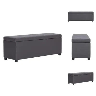 Zdjęcie produktu dla vidaXL Ławka ze schowkiem 116 cm szara imitacja skóry  - Skrzynia i ławki do przedpokoju
