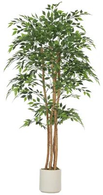 Produktbild von HOMCOM Künstlicher Banyanbaum 180 cm Kunstpflanze mit Massivholzstamm, Topf