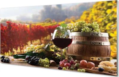 Produktbild von Glasbilder 120x60 Wandkunst Herbstweinglas