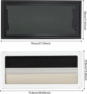 Image de Fenêtre pour camping-car/caravane - Fenêtre à battant - Moustiquaire intégrée - Store occultant - 70 x 30 cm