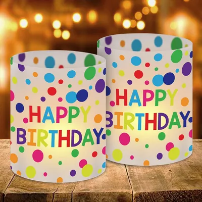 Productafbeelding van 12 Windlichten voor Tafelversiering - Happy Birthday Decoratie