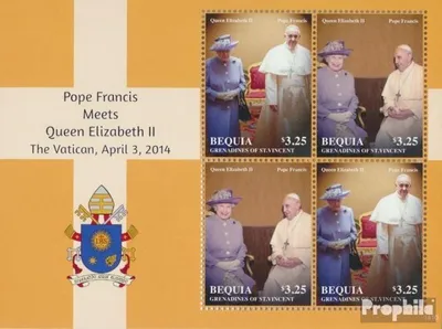 Produktbild von Briefmarken St. Vincent - Bequia 2014 Mi 954-955 Kleinbogen (kompl.Ausg.) postfrisch Papst Franziskus und Königin Elisabeth II.