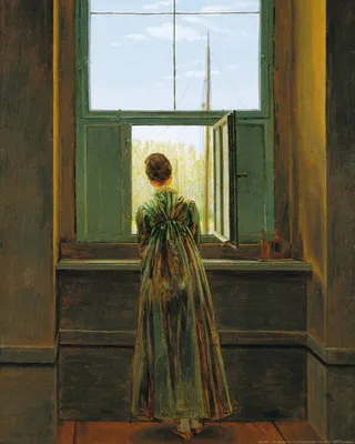 Produktbild von Caspar David Friedrich Kunstdruck Bild - Frau Am Fenster, 1822 (50 x 40 cm)