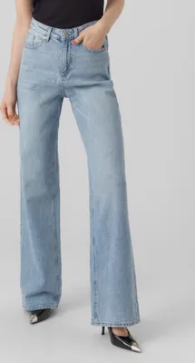 Produktbild von VERO MODA Straight Fit Jeans Stone Washed Denim Hose High Waist Schlag Pantsl VMTESSA, Farben:Hellblau,Größe Damen:W29 L32,Z - Länge L30/32/34/36/38:L32