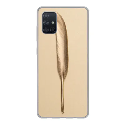 Produktbild von MuchoWow® Handyhülle Schutzhülle Hülle für Samsung Galaxy A71 Gold bemalte Feder auf einem goldenen Hintergrund Silikon Softcase Handy Hülle - Kartenbesitzer