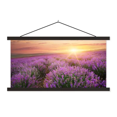 Produktbild von MuchoWow® Textilposter Lavendel - Sonne - Blumen 60x30 cm mit schwarzem Rahmen - Textilien