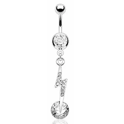 Produktbild von Taffstyle Bauchnabelpiercing Bauchnabelpiercing Stecker Kristall Biltz Anhänger, Clear