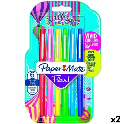 Image de Set de marqueurs Paper Mate Flair Coloré 6 pièces (2 pièces)