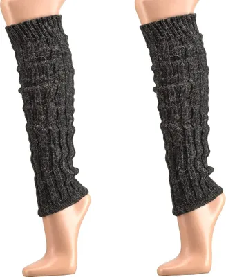 Produktbild von krautwear® 2 Paar Stulpen mit Alpakawolle ca. 40cm Legwarmers Grobstrickstulpen (2x Anthrazit)