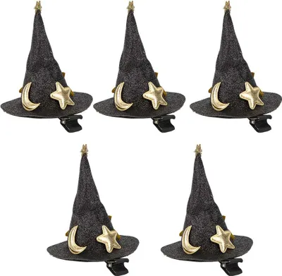 Obrázok produktu pre 5pcs Mini Witch Hat Hair Pins Cute Hair Clips Halloween New Year Christmas Holiday Hair Decoration for Kid