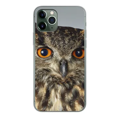 Produktbild von MuchoWow® Handyhülle Schutzhülle Hülle für iPhone 11 Pro Braune Eule mit hellblauem Hintergrund Silikon Softcase Handy Hülle - Handy