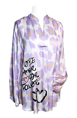 Produktbild von SAISON Tunika Leo Punkte Lila wording 42 44 Langarm Bluse Love Animalprint